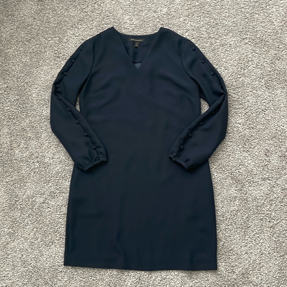 Banana Republic Factory Petite Long Sleeve Navy Blue Button Dress - Size 2P